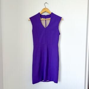 Anthropologie 4C 4 Collective V-Neck Cap Sleeve Sheath Dress Purple 4